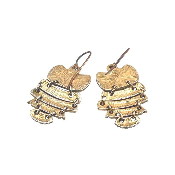 Gold-Tone Owl Dangle Earrings With Black Accents For Women - Picture 6 of 7